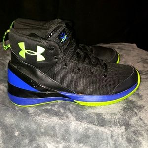 Under Armour Youth Boys High Top Sneakers Sz-6.5 Black/Green/Blue